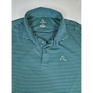 Rhoback Shirt Men's Size XL Green Blue Stripe Golf Polo Stretch Performance
